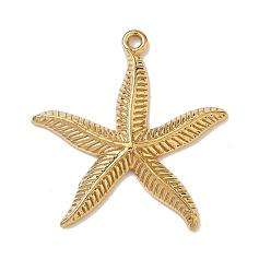 Морская звезда Подвески из нержавеющей стали 304, реальный 18 k позолоченный, ионное покрытие (ip), морская звезда, 29.5x28x3 мм, отверстие : 1.6 мм