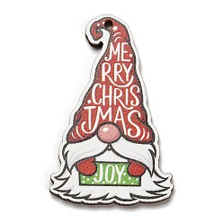 Gnome Древесины подвески, прелести рождественской тематики, гном, 49.5x31x2.5 мм, отверстие : 1.8 мм