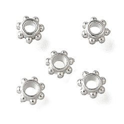 Нержавеющая Сталь Цвет 304 из нержавеющей стали разделительные бусины, цветок, цвет нержавеющей стали, 4x2 мм, отверстие : 1.4 мм