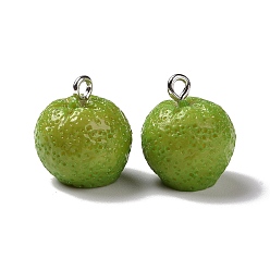 Желто-Зеленый Милые подвески из непрозрачной смолы, с железной петлей с платиновым покрытием, оранжевые, желто-зеленый, 16x14.5 мм, отверстие : 2 мм