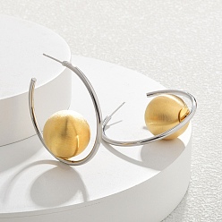 Платиновый & Золотой Круглые двухцветные латунные серьги-гвоздики для женщин, платиной и золотом, 39.5x18 мм