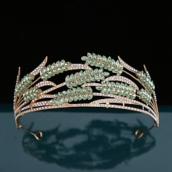 Хризолит Сплав горный хрусталь ленты для волос, аксессуары для волос для женщин и девочек, свадебный венец, хризолит, 145 мм