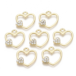 Crystal Alloy Pendants, with Rhinestone, Heart, Crystal, 19x18x3mm, Hole: 2mm