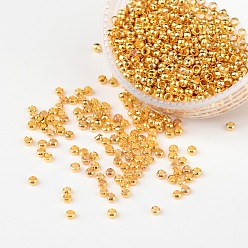 Golden Brass Crimp Beads, Rondelle, Golden Color, about 2mm in diameter, 1.2mm long, hole: 1.2mm