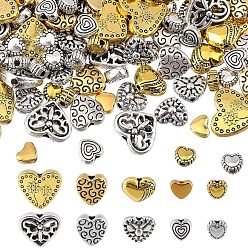 Mixed Color 200Pcs 10 Style Tibetan Style Alloy Beads, Mixed Color, 5~10x6~13x3~5mm, Hole: 1~2mm, 20pcs/style