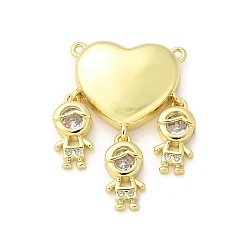 Настоящее золото 18K Латунные микро проложить кубического циркония подвески, сердце прелести, стойки покрытие, долговечный, без свинца и без кадмия, реальный 18 k позолоченный, 32x27x5.5 мм, отверстия : 1.2 mm и 1.4 мм