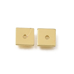 Golden Brass Beads, Square, Rack Plating, Long-Lasting Plated, Golden, 6x6x0.8mm, Hole: 1.2mm