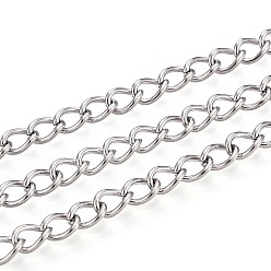 Нержавеющая Сталь Цвет Устойчивые к потускнению 304 цепи из нержавеющей стали, с катушкой, несварные, цвет нержавеющей стали, 5x3.8x0.8 мм, около 328.08 футов (100 м) / рулон