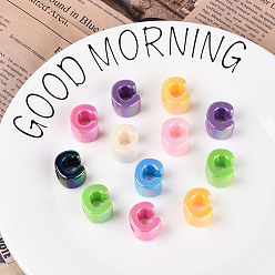 Letter C УФ-покрытие непрозрачные акриловые европейские бусины, бусины с большим отверстием, разноцветные, буква С, 20.5x16.5x13.5 мм, отверстие : 6 мм