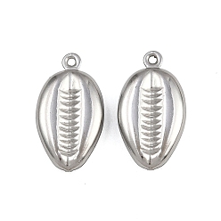Нержавеющая Сталь Цвет 304 подвески из нержавеющей стали, подвески в форме ракушек, анти-тускнение, цвет нержавеющей стали, 18.5x10x3.5 мм, отверстие : 1.2 мм