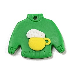 Clothes Saint Patrick's Day Handmade Polymer Clay Pendants, Clothes, 22.5x27x4.5mm, Hole: 2mm