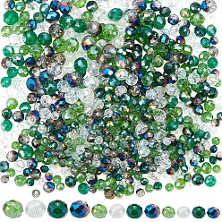 Темно-Зеленый 1720шт 3 стиль стеклянные бусины, граненые, рондель, темно-зеленый, 4~8x3~6 мм, отверстие : 0.4~1 мм, 1000 шт / с