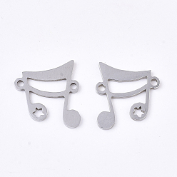 Stainless Steel Color Non-Tarnish 201 Stainless Steel Links connectors, Laser Cut Links, Musical Note, Stainless Steel Color, 15x14x1mm, Hole: 1.4mm