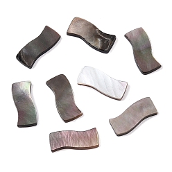 черная губная раковина Оболочки губ натуральный черный кабошоны, волнистый прямоугольник, 10x4.5x1 мм