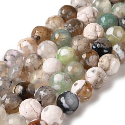 (52) Непрозрачная лаванда Нити окрашенных и нагретых натуральных агатовых бус с огненным кракелюром, граненые, круглые, разноцветные, 8 мм, отверстие : 1.2 мм, около 48 шт / нитка, 36 см