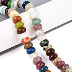 Смешанные камни Натуральные и синтетические смешанные каменные бусы пряди, рондель, смешанные окрашенные и неокрашенные, 10~10.5x5~6 мм, отверстие : 1.2 мм, около 66 шт / нитка, 15.35~15.55'' (39~39.5 см)