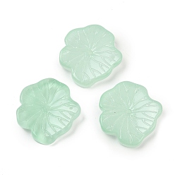 Темный Морско-зеленый Прозрачные стеклянные бусины, листьев лотоса, спекающийся лак, темно-зеленый, 20x19.5x4.5~5 мм, отверстие : 1.2 мм