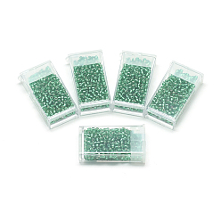 Medium Sea Green MGB Matsuno Glass Beads, Japanese Seed Beads, 12/0 Silver Lined Glass Round Hole Rocailles Seed Beads, Medium Sea Green, 2x1mm, Hole: 0.5mm, about 900pcs/box, net weight: about 10g/box