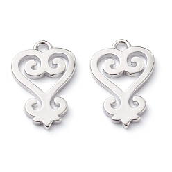 Платина Латунные подвески, долговечный, адинкра символы санкофа, платина, 17x11x1 мм, отверстие : 1.6 мм