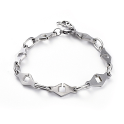 Stainless Steel Color Tarnish Resistant 304 Stainless Steel Link Chain Bracelets, with Lobster Claw Clasps, Stainless Steel Color, 8-3/8 inch(21.3cm)