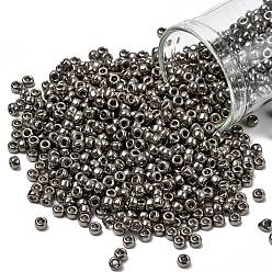 (602) Steel Grey Metallic Тохо 8/0 круглые бусины, японский бисер, никелирование, (602) стальной серый металлик, 3 мм, отверстие : 1 мм, Около 1110 шт / 50 г