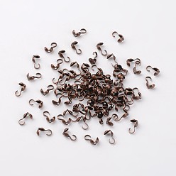 Red Copper Iron Bead Tips Knot Covers, Nickel Free, Red Copper Color, Size: about 9mm long, 3mm wide, 3mm inner diameter, hole: about 1.5mm