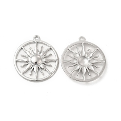 Нержавеющая Сталь Цвет Не тускнеющие 304 подвески из нержавеющей стали, кольцо с солнечным шармом, цвет нержавеющей стали, 26.5x24x2.5 мм, отверстие : 1.4 мм