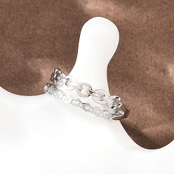 Нержавеющая Сталь Цвет 304 женские кольца из нержавеющей стали с микропаве из кубических цирконий, формы ссылок, ионное покрытие (ip), цвет нержавеющей стали, 6.5 мм, размер США 7 3/4 (17.9 мм)