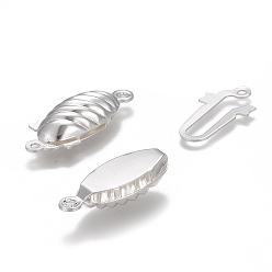 Silver 304 Stainless Steel Box Clasps, Multi-Strand Clasps, Oval, Silver Color Plated, 21x8x5mm, Hole: 1.2mm