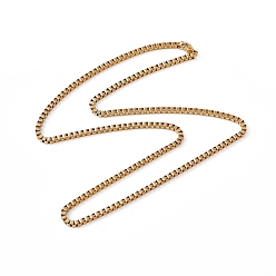 Real 18K Gold Plated 201 Stainless Steel Box Chain Necklace for Men Women, Real 18K Gold Plated, 23.62 inch(60cm)