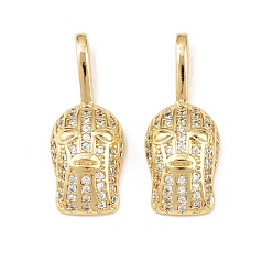 Настоящее золото 18K Латунные микро проложить кубического циркония подвески, маска прелести, стойки покрытие, долговечный, без кадмия и без свинца, реальный 18 k позолоченный, 27.5x11x5 мм, отверстие : 7x2.5 мм