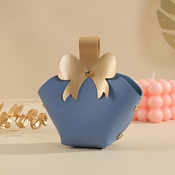 Стально-синий Сумки из искусственной кожи с бантом, мешки для подарков на рождество, 5шт гвозди, стальной синий, 13.5x14x8 см