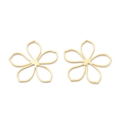 Настоящее золото 18K Подвески из полых цветов из латуни, без кадмия, без никеля и без свинца, реальный 18 k позолоченный, 23.5x24.5x1.7 мм