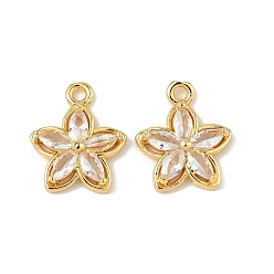 Прозрачный Латунные микро проложить кубического циркония подвески, , реальный 18 k позолоченный, прозрачные, 15x13x3 мм, отверстие : 1.5 мм