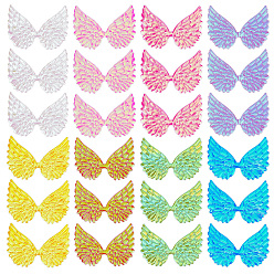 (52) Непрозрачная лаванда 40шт 8 цвета сверкающие ткани кабошоны, крыло, для заколки для волос, одежда, украшение торта, разноцветные, 62.5x88x1.2 мм, 5 шт / цвет