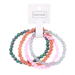 (52) Непрозрачная лаванда 4шт. наборы браслетов из натурального выветренного агата для женщин, разноцветные, внутренний диаметр: 2-3/8 дюйм (6 см)