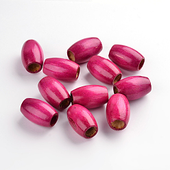 Фуксиновый Крашеные бусины из натурального дерева, без свинца, красно-фиолетовые, 28~30x20 мм, отверстие : 8.5~10.5 мм