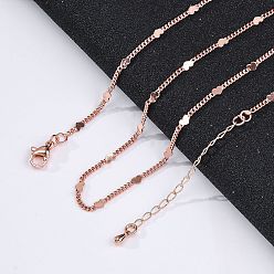 Розовое Золото Латунные цепочки панцирного плетения ожерелья для женщин, 304 из нержавеющей стали застежкой омар, стойки покрытие, без свинца и без кадмия, долговечный, розовое золото , 17.72 дюйм (45 см)