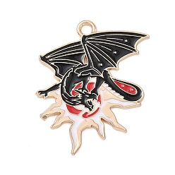 Солнце Подвески из эмали и сплава, дракон, золотые, солнце, 29x25x1.5 мм, отверстие : 2 мм