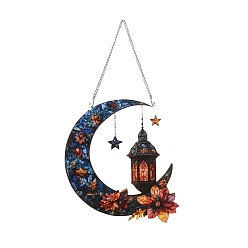 Луна Подвески-ловцы солнца из окрашенного акрила и железа, настенные украшения, для украшения сада и окон, луна, 368 мм