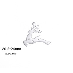 Олень Рождественские подвески из нержавеющей стали, не тускнеющие, цвет нержавеющей стали, олень, 20.2x24 мм