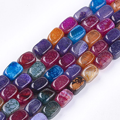 (52) Непрозрачная лаванда Природных вены драконов агат бисер нитей, окрашенные, кубоид, разноцветные, 13~13.5x8~9x8~9 мм, отверстие : 1 мм, около 28 шт / нитка, 14.7 дюйм
