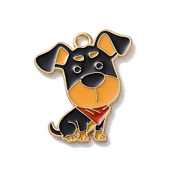 Разноцветный Подвески из эмали и сплава, собака, золотой свет, красочный, 25.5x21x1.2 мм, отверстие : 2 мм