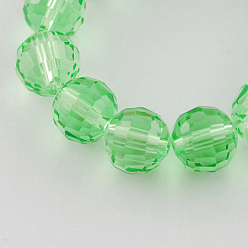 Светло-зеленый Прозрачные стеклянные бусины, граненый (96 граней), круглые, светло-зеленый, 6 мм, отверстие : 1 мм, около 97~98 шт / нитка, 19.88~20.28'' (50.5~51.5 см)