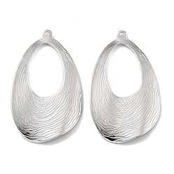 Платинированный Латунные подвески, без кадмия, без никеля и без свинца, слеза, Реальная платина, 38.5x22x1.5 мм, отверстие : 1.2 мм