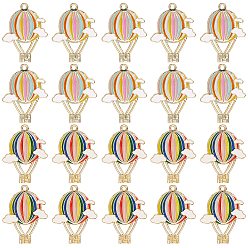 (52) Непрозрачная лаванда 20 шт 2 цвета сплава эмалевые подвески, золотой свет, воздушный шар, разноцветные, 31x23x2.5 мм, отверстие : 1.8 мм, 10 шт / цвет