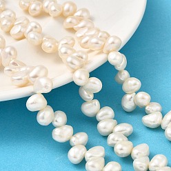 Желтая Старая Ткань  Нити из натурального культивированного пресноводного жемчуга, двух сторон полированной, Топ пробуренной, класс 5а+, старое кружево, 7~8 мм, отверстие : 0.7 мм, около 73 шт / нитка, 16.14'' (41 см)