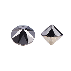 Jet Metallic Silver K9 Glass Rhinestone Cabochons, Pointed Back & Back Plated, Faceted, Cone, Jet Metallic Silver, 8~8.5x8.5mm