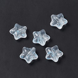 Светло-Голубой Прозрачные акриловые бусины, с засохшим лепестком цветка, звезда, Небесно-голубой, 19x20x8 мм, отверстие : 1.8 мм
