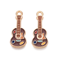 Guitar Подвески из сплава и эмали на тему путешествий, золотой свет, гитарные прелести, 23x9x1 мм, отверстие : 1.8 мм
